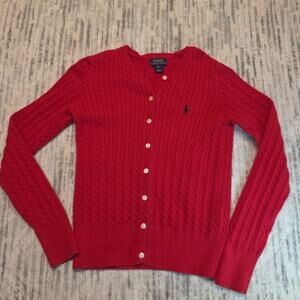 Polo Girls' Madison Red Cardigan Knit Sz L (12-14)